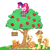 Size: 1250x1250 | Tagged: safe, artist:30clock, applejack, braeburn, little strongheart, pinkie pie, bison, buffalo, earth pony, pony, g4, my little pony: friendship is magic, over a barrel, apple, apple pie, apple tree, applejack's hat, cowboy hat, food, hat, pie, pixiv, saloon dress, saloon pinkie, tree