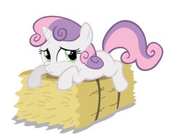Size: 4056x3200 | Tagged: safe, artist:9x18, sweetie belle, g4, .psd available, female, hay bale, simple background, solo, transparent background, vector