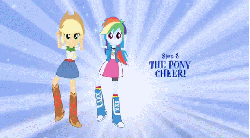 Size: 638x354 | Tagged: safe, applejack, rainbow dash, equestria girls, g4, animated, boots, bracelet, clothes, cowboy boots, dancing, eg stomp, equestria girls prototype, female, jewelry, socks, the eg stomp