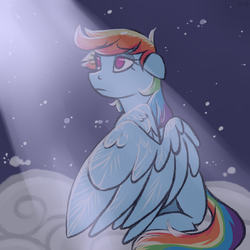 Size: 900x900 | Tagged: safe, artist:theantsden, rainbow dash, g4, cloud, female, night, solo