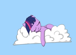 Size: 1049x762 | Tagged: safe, artist:alloco, twilight sparkle, alicorn, pony, g4, cloud, female, mare, sleeping, solo, twilight sparkle (alicorn)