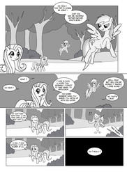 Size: 1700x2338 | Tagged: safe, artist:crydius, fluttershy, rainbow dash, g4, comic, monochrome