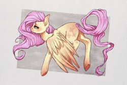 Size: 1267x844 | Tagged: safe, artist:ouyrof, fluttershy, g4, downcast, female, sad, solo