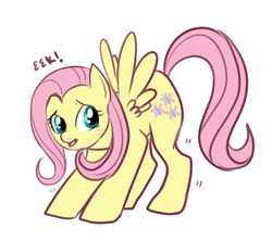 Size: 450x400 | Tagged: safe, artist:lulubell, fluttershy, g4, female, nervous, simple background, solo, squeak, surprised, white background