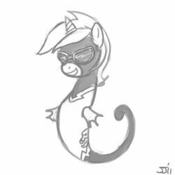 Size: 700x700 | Tagged: safe, artist:johnjoseco, lyra heartstrings, sea pony, g4, clothes, costume, female, grayscale, monochrome, nightmare night, seapony lyra, shadowbolts, solo