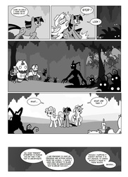 Size: 1700x2338 | Tagged: safe, artist:crydius, applejack, rainbow dash, twilight sparkle, g4, comic, crossover, disney, heartless, kingdom hearts, monochrome