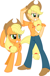 Size: 1319x1999 | Tagged: safe, artist:trinityinyang, applejack, human, g4, human ponidox, humanized, light skin, simple background, transparent background, vector