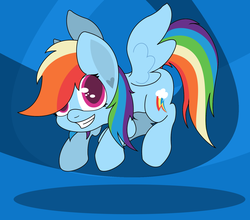 Size: 1724x1520 | Tagged: safe, artist:graphene, rainbow dash, g4, cute, dashabetes, female, flying, grin, looking at you, smiling, solo, spread wings