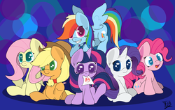 Size: 3000x1895 | Tagged: safe, artist:graphene, applejack, fluttershy, pinkie pie, rainbow dash, rarity, twilight sparkle, g4, cute, group, mane six