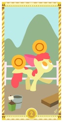 Size: 400x775 | Tagged: safe, artist:janeesper, apple bloom, g4, coin, female, solo, tarot card, two of coins, two of diamonds