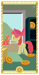 Size: 400x775 | Tagged: safe, artist:janeesper, apple bloom, big macintosh, earth pony, pony, g4, coin, four of coins, four of diamonds, male, stallion, tarot card