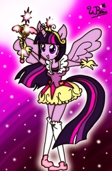Size: 700x1068 | Tagged: safe, artist:neoncabaret, twilight sparkle, anthro, g4, ambiguous facial structure, big crown thingy, clothes, female, magical girl, solo, twilight sparkle (alicorn)