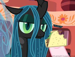Size: 650x500 | Tagged: safe, queen chrysalis, oc, tumblr:ask fluffle puff, g4, taco
