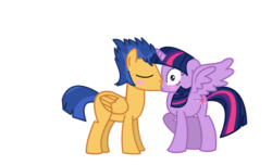 Size: 1024x621 | Tagged: safe, artist:pozitheteensie, flash sentry, twilight sparkle, alicorn, pegasus, pony, g4, duo, female, folded wings, kiss on the lips, kissing, male, mare, ship:flashlight, simple background, spread wings, stallion, straight, transparent background, twilight sparkle (alicorn), wingboner, wings