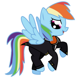 Size: 1090x1110 | Tagged: safe, artist:dazed-and-wandering, rainbow dash, pegasus, pony, g4, crossover, female, persona, persona 4, solo
