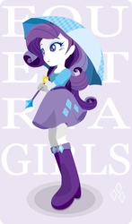 Size: 1014x1719 | Tagged: safe, artist:hobilo, rarity, equestria girls, g4, boots, bracelet, clothes, female, high heel boots, jewelry, pixiv, skirt, solo, umbrella
