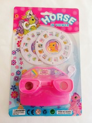 Size: 956x1280 | Tagged: safe, artist:yungnursejoy, bootleg, choking hazard, disc, horse in viewer, made in china, sad onion, stereoscope, toy, viewer