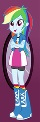 Size: 460x1390 | Tagged: safe, artist:liggliluff, rainbow dash, equestria girls, g4, boots, clothes, crossed arms, dressup game, female, shirt, shoes, shorts, show accurate, skirt, sneakers, solo, vector