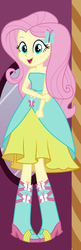 Size: 450x1390 | Tagged: safe, artist:liggliluff, fluttershy, equestria girls, g4, bare shoulders, boots, clothes, dress, dressup game, fall formal outfits, female, high heel boots, show accurate, sleeveless, solo, strapless, vector