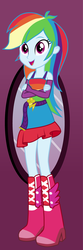 Size: 460x1390 | Tagged: safe, artist:liggliluff, rainbow dash, equestria girls, g4, boots, clothes, crossed arms, dress, dressup game, fall formal outfits, female, high heel boots, rainbow, show accurate, solo, vector