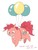 Size: 600x785 | Tagged: safe, artist:bartolomeus_, pinkie pie, g4, balloon, female, hayao miyazaki, solo, style emulation, then watch her balloons lift her up to the sky