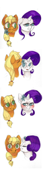 Size: 320x1250 | Tagged: safe, artist:ptg, applejack, rarity, g4, blushing, female, kissing, lesbian, ship:rarijack, shipping