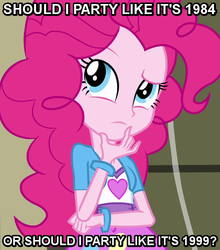 Size: 549x623 | Tagged: safe, pinkie pie, human, equestria girls, g4, 1984, 1999, female, humanized, image macro, prince (musician), prince and the revolution, solo, song reference, thinking