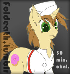 Size: 706x750 | Tagged: safe, artist:foldeath, donut joe, pony, unicorn, g4, 30 minute art challenge, donut josephine, female, horn, mare, rule 63, solo