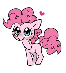 Size: 500x550 | Tagged: safe, artist:bartolomeus_, pinkie pie, earth pony, pony, g4, blushing, cute, diapinkes, female, heart, mare, simple background, solo, white background