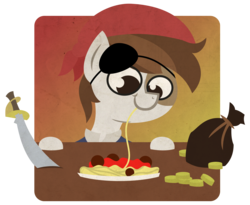 Size: 1825x1500 | Tagged: safe, artist:foxy-noxy, pipsqueak, earth pony, g4, colt, eating, foal, food, male, pipsqueak eating spaghetti, solo, spaghetti, sword, weapon