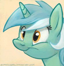 Size: 221x228 | Tagged: safe, artist:kenket, artist:spainfischer, lyra heartstrings, pony, unicorn, g4, animated, bust, cropped, cute, female, grin, irrational exuberance, nodding, portrait, simple background, smiling, solo, yellow background