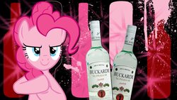 Size: 1192x670 | Tagged: safe, artist:4suit, pinkie pie, g4, alcohol, bacardi, female, product placement, pun, solo