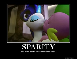 Size: 750x574 | Tagged: safe, rarity, spike, g4, demotivational poster, female, kissing, male, meme, ship:sparity, shipping, straight