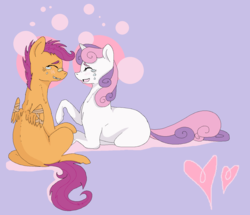 Size: 1424x1224 | Tagged: safe, artist:freezy-rat, scootaloo, sweetie belle, g4, female, lesbian, ship:scootabelle, shipping