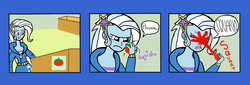 Size: 2139x723 | Tagged: safe, artist:oneovertwo, trixie, comic:trixie enemy of, equestria girls, g4, comic, tomato