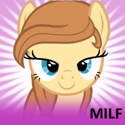 Size: 250x250 | Tagged: safe, oc, oc only, oc:cream heart, earth pony, pony, g4, bedroom eyes, female, looking at you, mare, meta, milf, smiling, solo, spoilered image joke, text