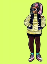 Size: 700x961 | Tagged: safe, artist:kicksatanout, twilight sparkle, human, g4, dark skin, female, glasses, hipster, humanized, solo