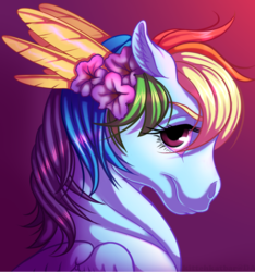 Size: 873x931 | Tagged: safe, artist:kittehkatbar, rainbow dash, g4, female, flower, portrait, solo