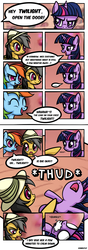 Size: 1240x3508 | Tagged: safe, artist:rambopvp, daring do, rainbow dash, twilight sparkle, daring do and the sonic rainboom, g4, boop, broken, comic, d:, faint, fallen, foam, foaming at the mouth, frothing, frown, grin, hilarious in hindsight, on back, poking, raised eyebrow, smiling, unamused