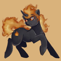 Size: 1500x1500 | Tagged: safe, artist:busoni, oc, oc only, pony, unicorn, fire, mane of fire, solo