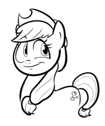 Size: 400x479 | Tagged: safe, artist:shoutingisfun, applejack, g4, female, monochrome, solo