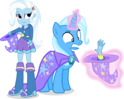 Size: 3778x3023 | Tagged: safe, artist:vector-brony, trixie, human, equestria girls, g4, boots, clothes, high heel boots, hoodie, human ponidox, jacket, magic, magic trick, shirt, shoes, simple background, skirt, square crossover, transparent background, vector