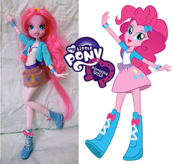 Size: 625x592 | Tagged: safe, pinkie pie, equestria girls, g4, balloon, boots, bowtie, bracelet, clothes, customized toy, doll, female, high heel boots, irl, jewelry, monster high, photo, skirt, toy