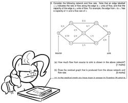 Size: 843x680 | Tagged: safe, artist:shoutingisfun, pinkie pie, g4, exam, female, math, monochrome, solo