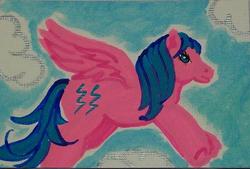 Size: 678x459 | Tagged: safe, artist:hindsightis2020, firefly, g1, female, flying, solo, traditional art