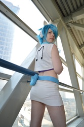 Size: 4000x6016 | Tagged: safe, artist:everage, dj pon-3, vinyl scratch, human, g4, clothes, cosplay, irl, irl human, midriff, photo, skirt, solo