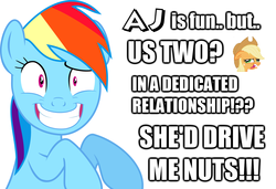 Size: 1500x1024 | Tagged: safe, applejack, rainbow dash, g4, anti-shipping, female, headcanon, lesbian, shipping, text