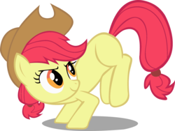 Size: 3490x2628 | Tagged: dead source, safe, artist:theet-wolf, apple bloom, earth pony, pony, g4, alternate hairstyle, bucking, female, hat, mare, simple background, solo, transparent background, vector