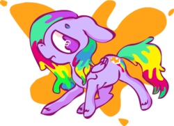 Size: 587x424 | Tagged: safe, artist:emberwisp, oc, oc only, oc:fever dream, pegasus, pony, colorful, sad, solo, stressed