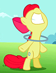 Size: 114x150 | Tagged: safe, screencap, apple bloom, g4, the cutie pox, animated, cropped, cutie mark, female, loop-de-hoop, solo